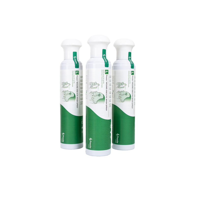 Presto Ögon- och sårspray refill 3x250 ml (med svampkork), Presto en av våra beprövade produkter inom första hjälpen. Det är alltid ett tryggt val med Presto Ögon- och sårspray refill 3x250 ml (med svampkork) från Prestofirstaid.se