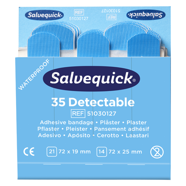 Plastplåster blue detectable, 35 st/refill , 6 refiller/ask, Cederroth en av våra beprövade produkter inom första hjälpen. Det är alltid ett tryggt val med Plastplåster blue detectable, 35 st/refill , 6 refiller/ask från Prestofirstaid.se