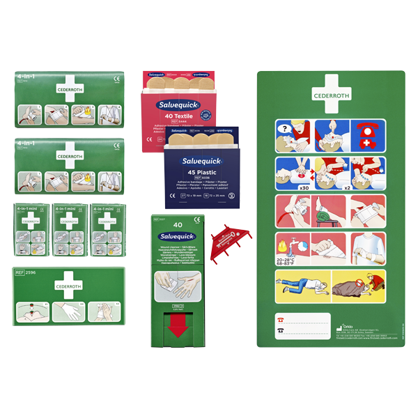 Komplett refill Cederroth Första hjälpen-station (äldre modell), Cederroth en av våra beprövade produkter inom första hjälpen. Det är alltid ett tryggt val med Komplett refill Cederroth Första hjälpen-station (äldre modell) från Prestofirstaid.se