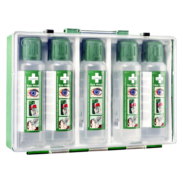 Cederroth Ögonduschväska med 5x500 ml, Cederroth en av våra beprövade produkter inom första hjälpen. Det är alltid ett tryggt val med Cederroth Ögonduschväska med 5x500 ml från Prestofirstaid.se